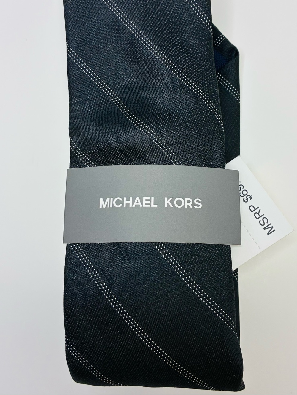 Michael Kors Men's Farrington Stripe Silk Blend Tie Black NWT MSRP $69.50